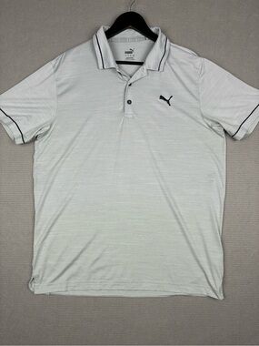 Puma Golf Men’s Large Light Gray Polo with Black Trim Moisture Wicking